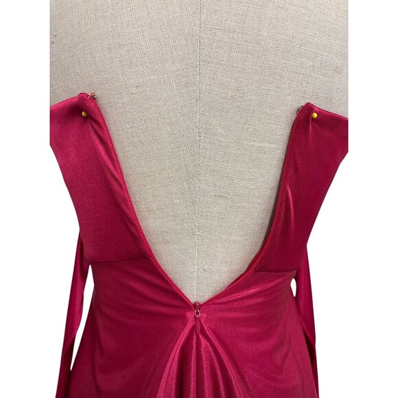 Vintage Y2K Jump Apparel Red Satin Spaghetti Strap Dress Ruched Bodice Sparkle - Picture 5 of 12